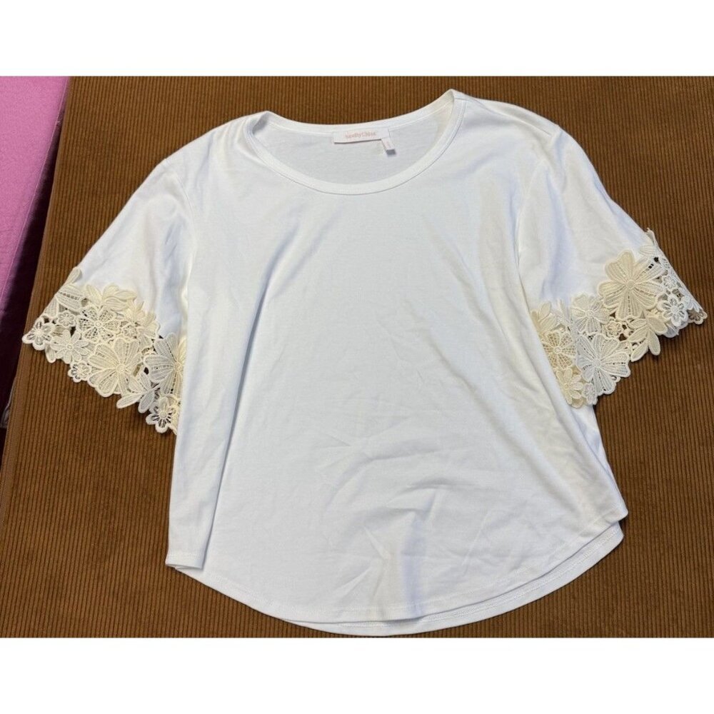 see by chloe white blouse lace detail sz XL